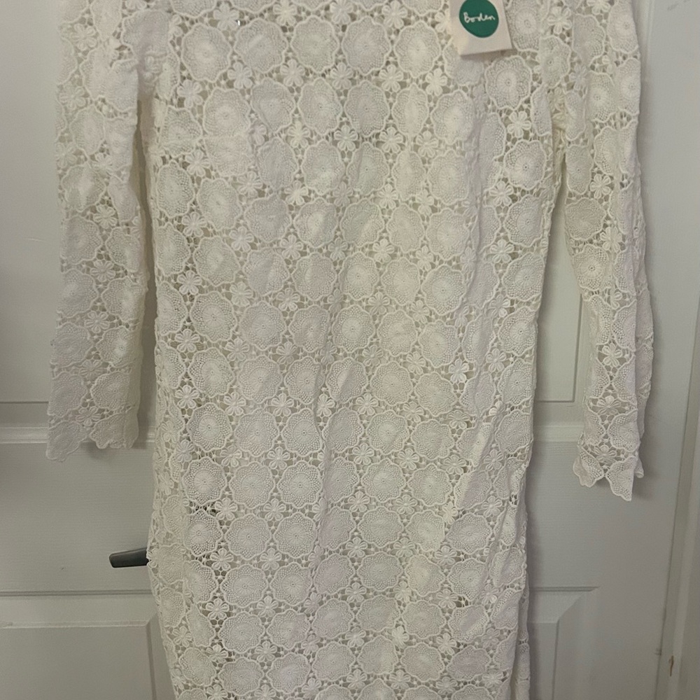 Boden Elegant White Lace Dress with slip